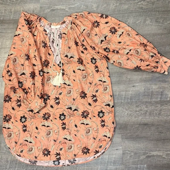 Ulla Johnson Women’s Biarrizt Tunic Floral Peach Mini dress Size M. - Picture 2 of 11